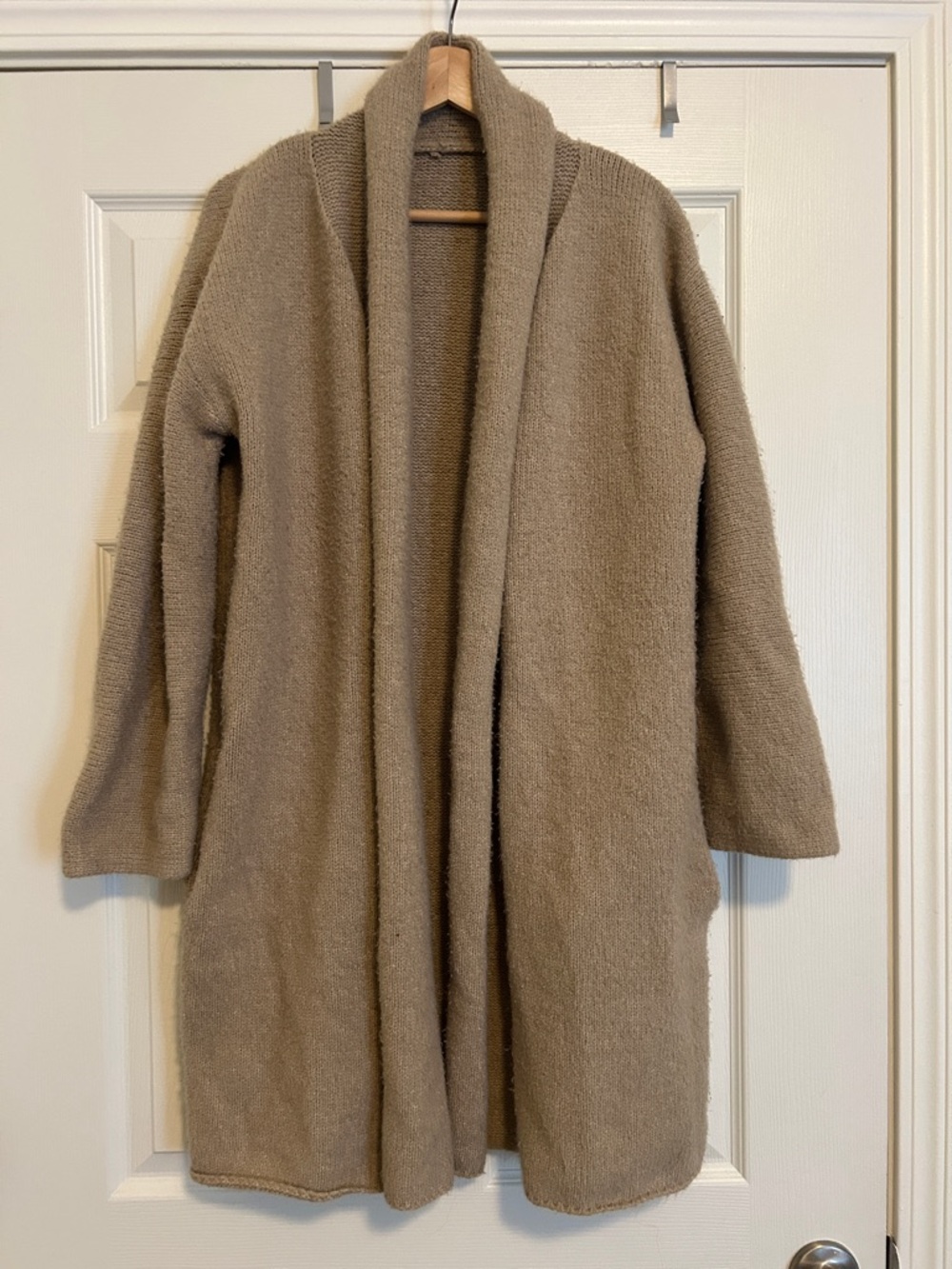 Kindred Bravely Taupe Open-Front Teddy Coat
